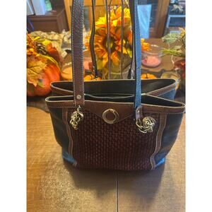 Bally Vintage Black and Brown Woven Leather Vintage Shoulder Bag  Women's EUC